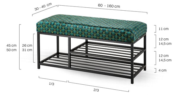 Ławka Tapicerowana do przedpokoju Industrialna HALF SHELF WONDER- LOFT