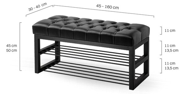 Ławka Pikowana do przedpokoju Industrialna SHELF SKIN - LOFT