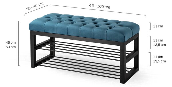 Ławka Pikowana do przedpokoju Industrialna SHELF LOREN - LOFT