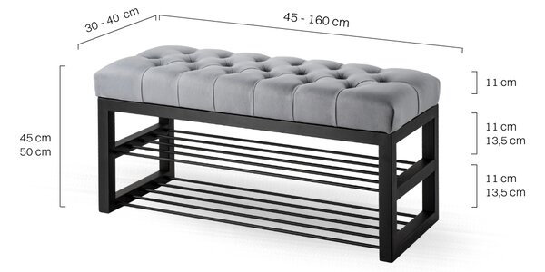 Ławka Pikowana do przedpokoju Industrialna SHELF BLANCA - LOFT