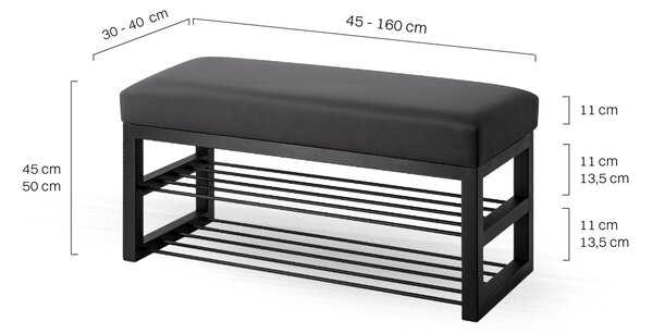 Ławka Tapicerowana do przedpokoju Industrialna DOUBLE SHELF