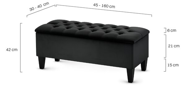 Pikowana Pufa ze schowkiem Black Velvet