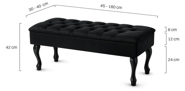 Pikowana pufa ze schowkiem Mini Black