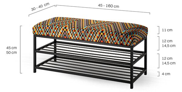 Ławka tapicerowana do przedpokoju Industrialna DOUBLE SHELF BARCELONA