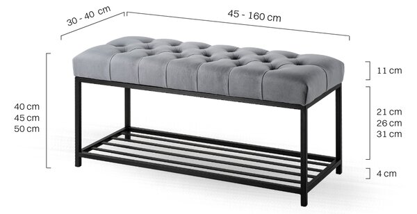 Ławka Pikowana do przedpokoju Industrialna SOFT SHELF BLANCA
