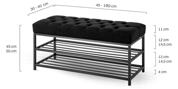 Ławka Pikowana do przedpokoju Industrialna DOUBLE SHELF