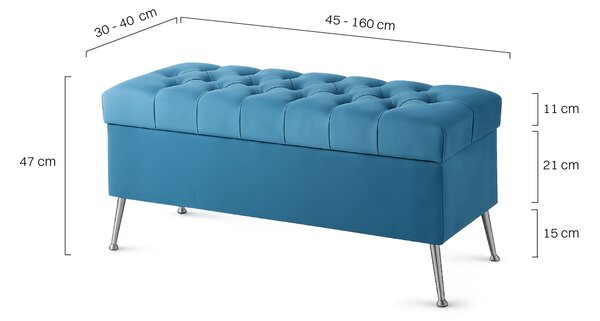 Pikowana Pufa ze schowkiem Max Turquoise