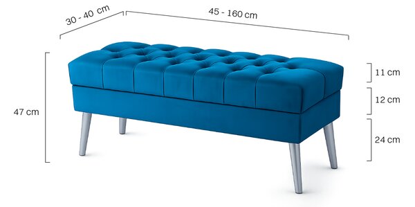 Pikowana pufa ze schowkiem PURE Turquoise