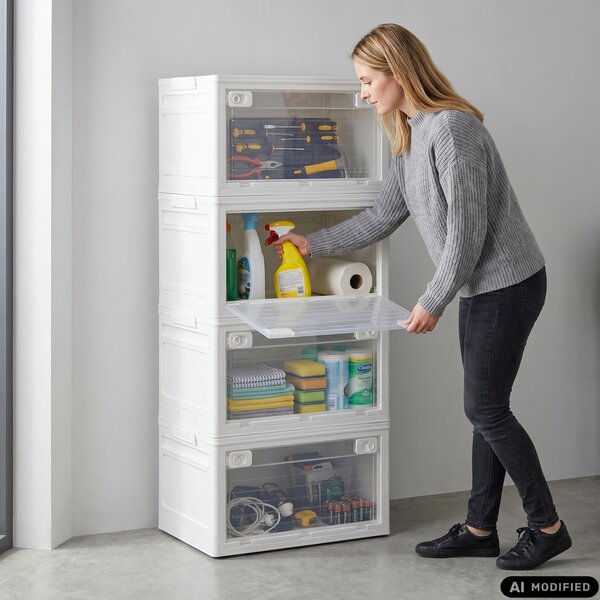 Składany regałowy pojemnik do przechowywania L 37 l, 459x320x250 mm, biały