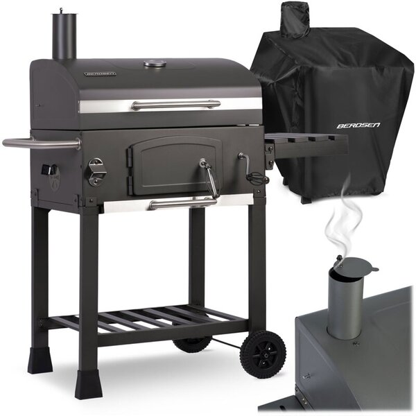Grill węglowy ogrodowy Berdsen BD-891 komin żeliwny ruszt termometr + pokrowiec
