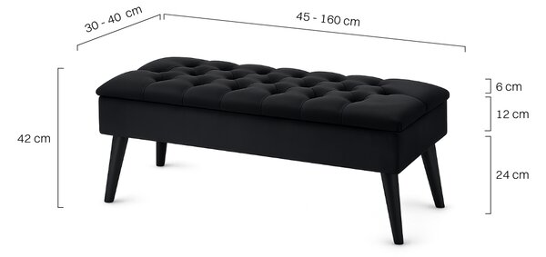 Pikowana pufa ze schowkiem Retro Black