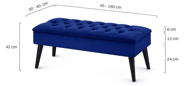 Pikowana pufa ze schowkiem Retro Navy Blue