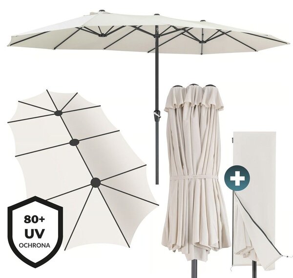 Podwójny parasol MIAMI, 460 × 270 cm, beżowy Kingsleeve