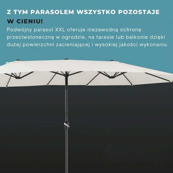 Podwójny parasol MIAMI, 460 × 270 cm, beżowy Kingsleeve