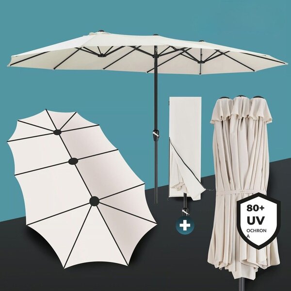 Podwójny parasol MIAMI, 460 × 270 cm, beżowy Kingsleeve