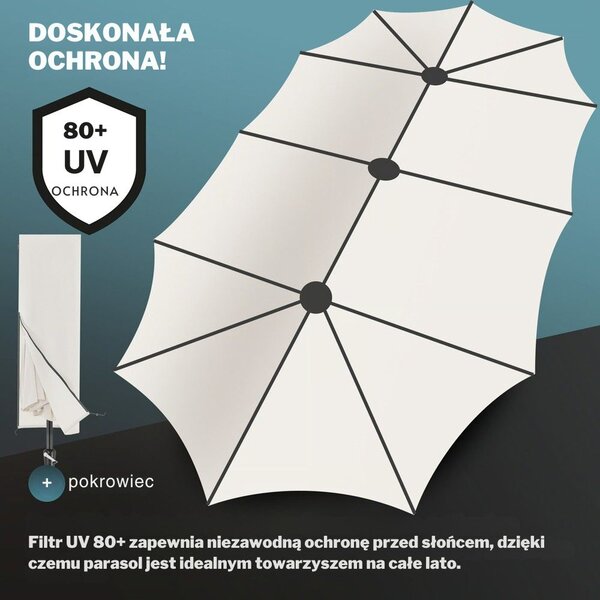 Podwójny parasol MIAMI, 460 × 270 cm, beżowy Kingsleeve