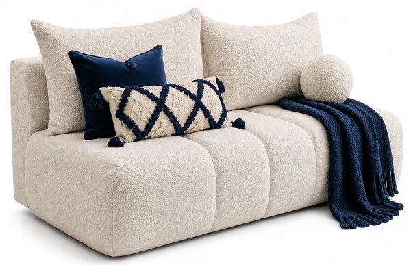 Beżowa nowoczesna sofa rozkładana boucle z pojemnikiem T3-W31