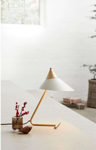 Lampa Stołowa Warm Nordic, Brass Top, biały, salon, metal, design