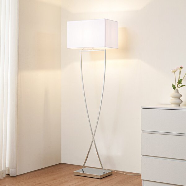 Lampa Podłogowa Lucande, Evaine, biały, salon, metal, nowoczesny