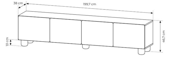 Szafka RTV Arlo 200 cm czterodrzwiowa - dąb vicenza