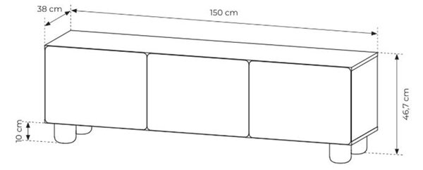 Szafka RTV Arlo 150 cm trzydrzwiowa - dąb vicenza
