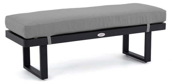 MebleMWM Zestaw mebli ogrodowych z aluminium PROVENCE | Czarne + imitacja drewna | Szare poduszki
