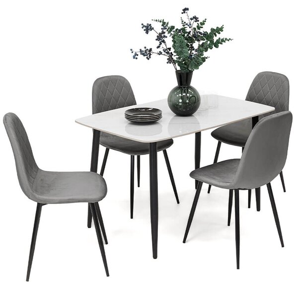 MebleMWM Stół ceramiczny LORIS 120CM Biały + 4 Krzesła | DC-1916 | Szary