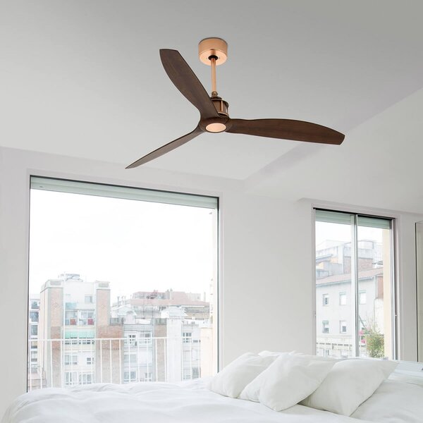 Wentylator sufitowy Just Fan, średnica 128 cm, miedź/orzech FARO BARCELONA, Just Fan, drewniany, salon, tworzywo sztuczne, nowoczesny