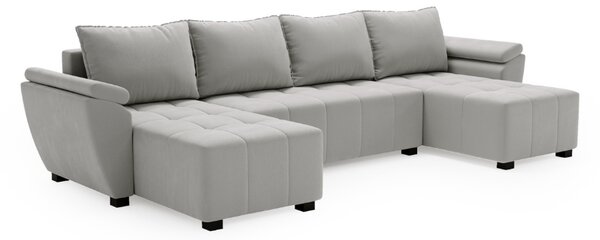 Rozkładana sofa narożna w kształcie U LIVARO 305x140 cm, jasnoszara