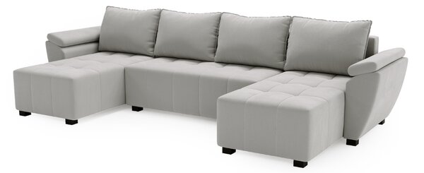 Rozkładana sofa narożna w kształcie U LIVARO 305x140 cm, jasnoszara