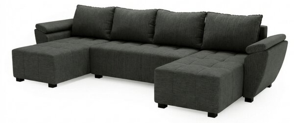 Rozkładana sofa narożna w kształcie U LIVARO 305x140 cm, ciemnoszara