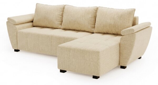Rozkładana narożna sofa LIVARO 305x140 cm, kremowa, uniwersalna