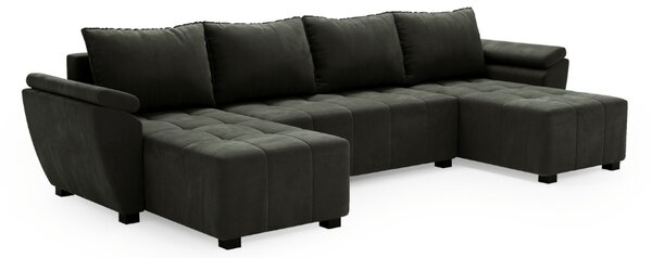 Rozkładana sofa narożna w kształcie U LIVARO 305x140 cm, ciemnoszara