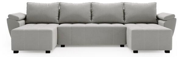 Rozkładana sofa narożna w kształcie U LIVARO 305x140 cm, jasnoszara