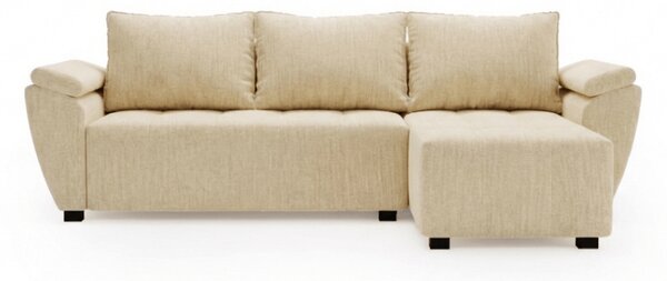 Rozkładana narożna sofa LIVARO 305x140 cm, kremowa, uniwersalna