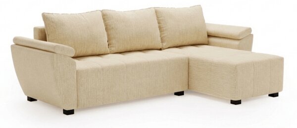 Rozkładana narożna sofa LIVARO 305x140 cm, kremowa, uniwersalna