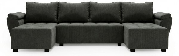 Rozkładana sofa narożna w kształcie U LIVARO 305x140 cm, ciemnoszara