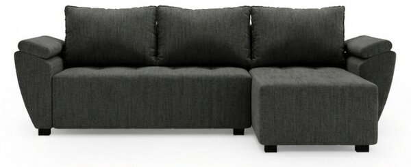 Rozkładana narożna sofa LIVARO 251x140 cm, ciemnoszara, uniwersalna