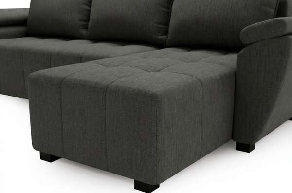 Rozkładana narożna sofa LIVARO 251x140 cm, ciemnoszara, uniwersalna