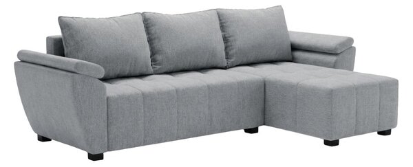 Rozkładana narożna sofa LIVARO 305x140 cm, jasnoszara, uniwersalna