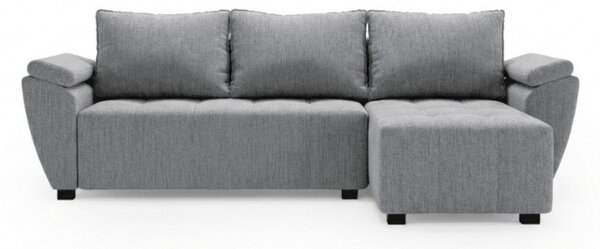 Rozkładana narożna sofa LIVARO 305x140 cm, jasnoszara, uniwersalna