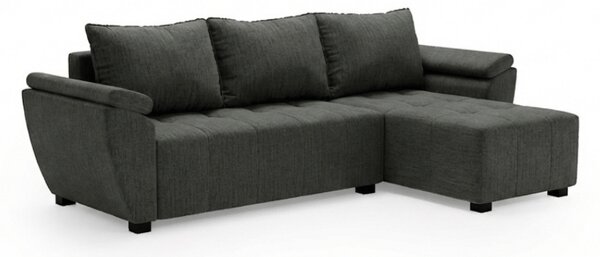 Rozkładana narożna sofa LIVARO 251x140 cm, ciemnoszara, uniwersalna