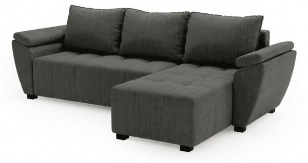 Rozkładana narożna sofa LIVARO 251x140 cm, ciemnoszara, uniwersalna
