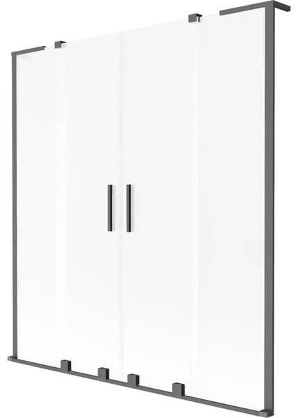 Mexen Velar L Duo parawan nawannowy 2-skrzydłowy rozsuwany 160 x 150 cm, szron, gun metal - 896-160-003-32-95