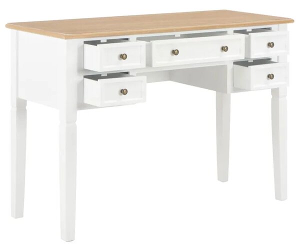 Biało-brązowe biurko retro do gabinetu N7-D87