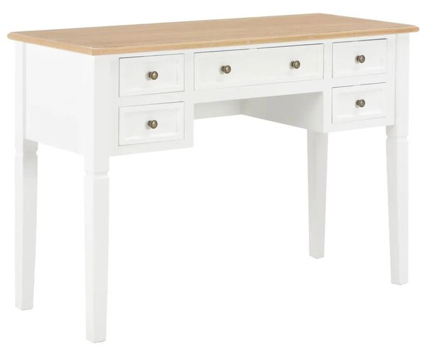 Biało-brązowe biurko retro do gabinetu N7-D87