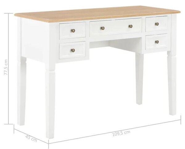 Biało-brązowe biurko retro do gabinetu N7-D87