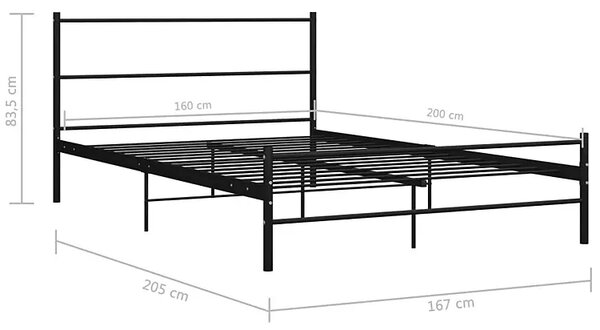 Czarne Dwuosobowe Łóżko Metalowe 160X200 Cm T2-D79
