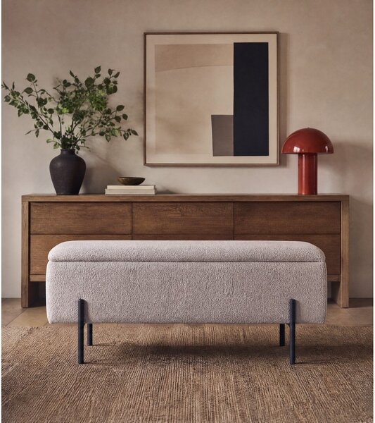 Beżowa ławka z materiału bouclé Watford – House Nordic