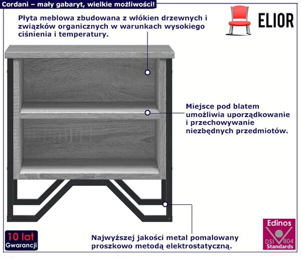 Szafka nocna na metalowym stelażu szary dąb N3-F45